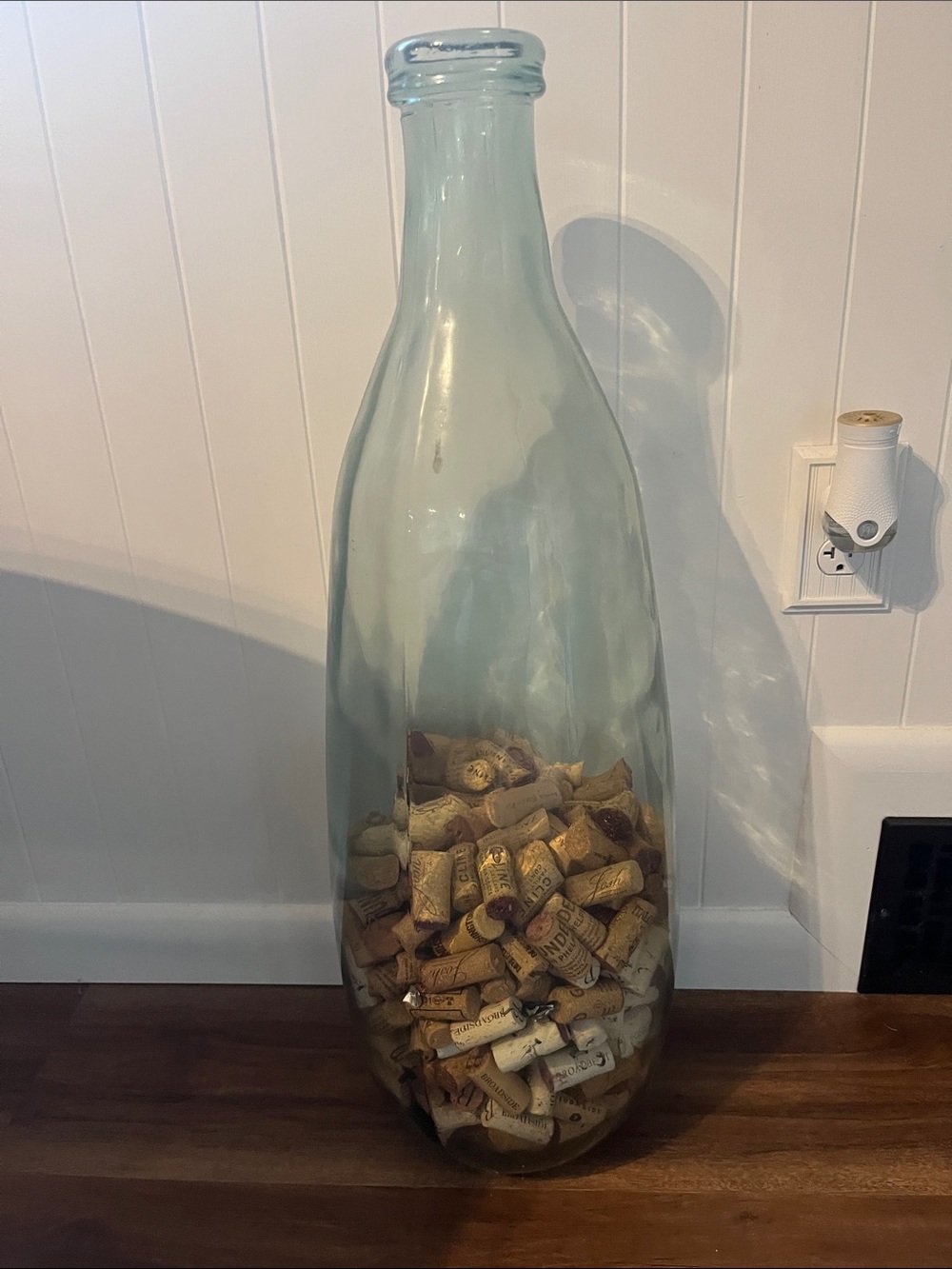 Celine Light Aqua Glass Bottle Vase with Cork Accent